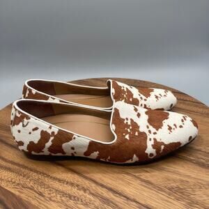 Vionic Willa Loafers Womens Size 9 White Brown Cow Fur Knit Slip On Comfort Shoe